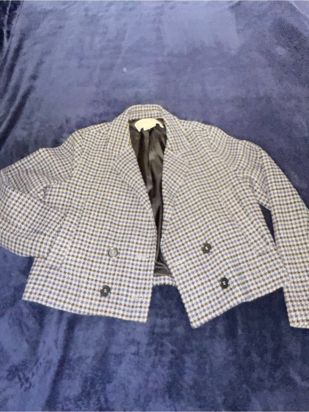 Treasure & Bond Women’s Houndstooth Double-Breasted Blazer - Blue & Black